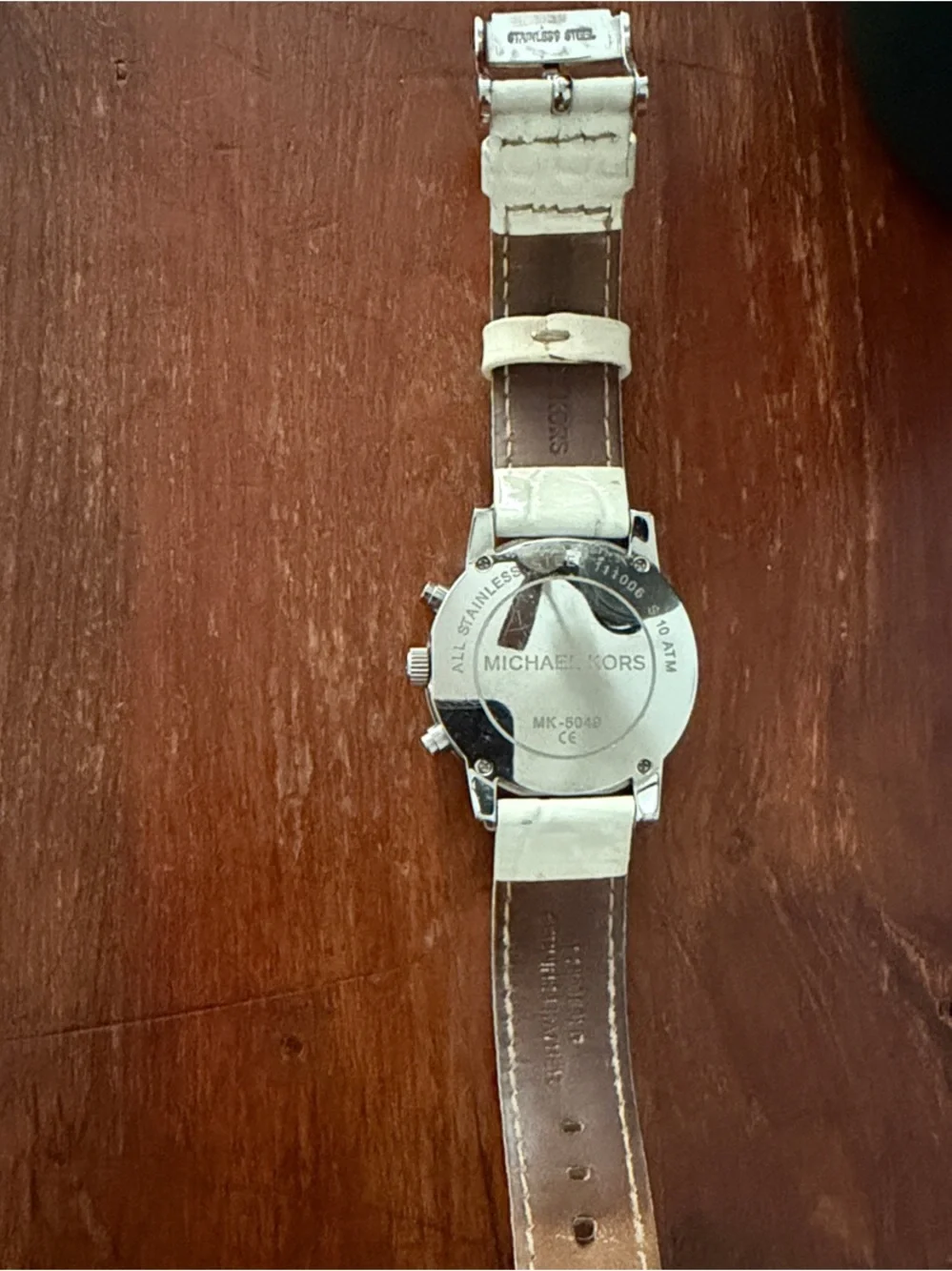 Michael Kors White Leather Chronograph with Silver Accents